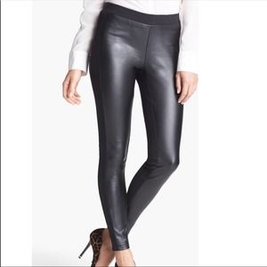 Trouve Faux Leather Front Panel Leggings Black Sml